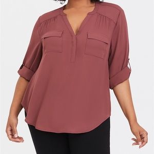 Torrid Harper Walnut Georgette Pullover Blouse
